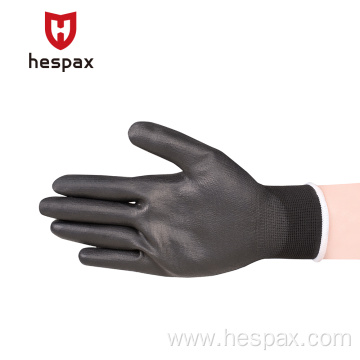 Hespax Factory Antistatic PU Black Nylon Work Gloves